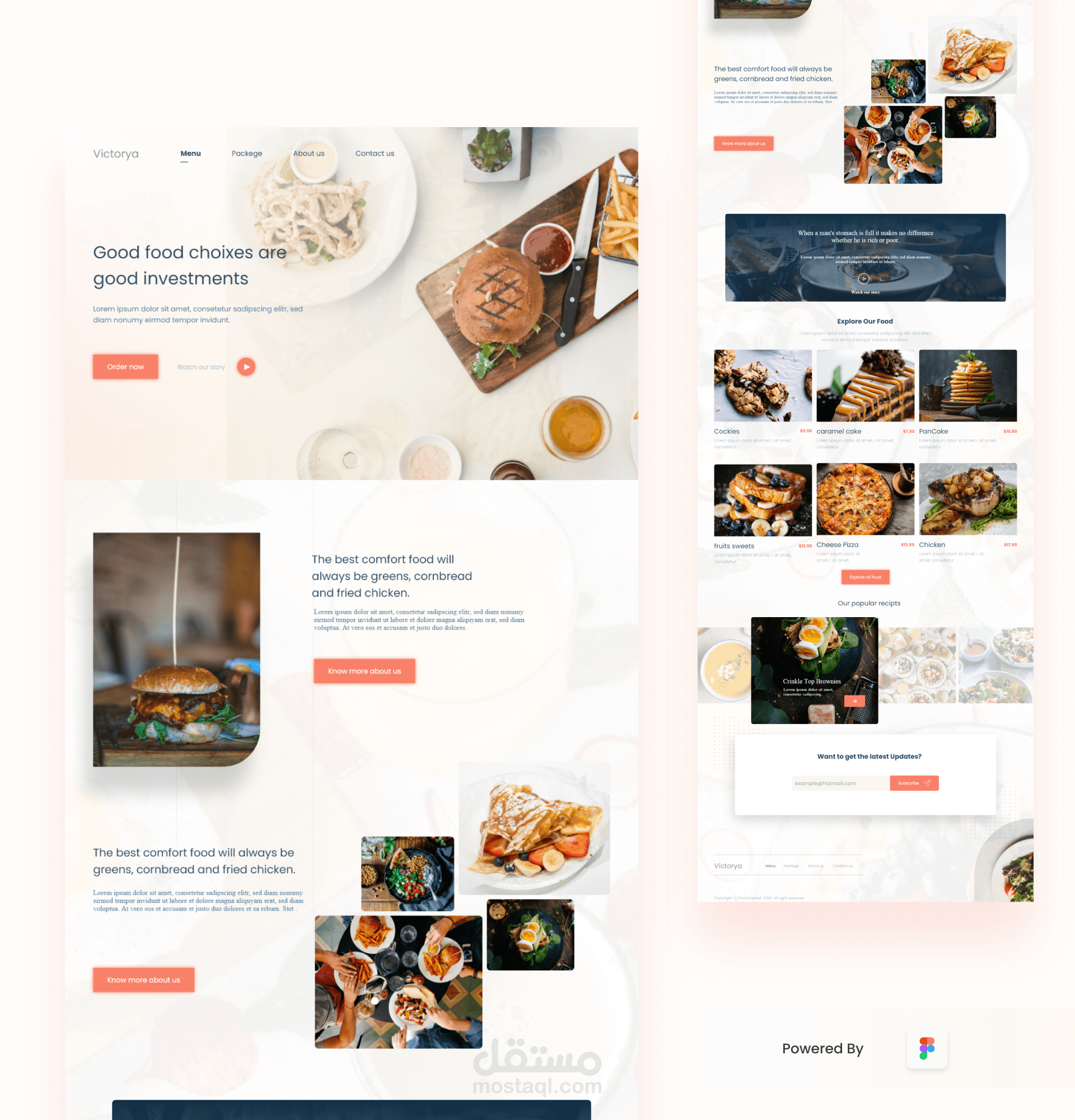 تصميم صفحة هبوط ويب واجهة لموقع الوجبات باستخدام Adobe Xd