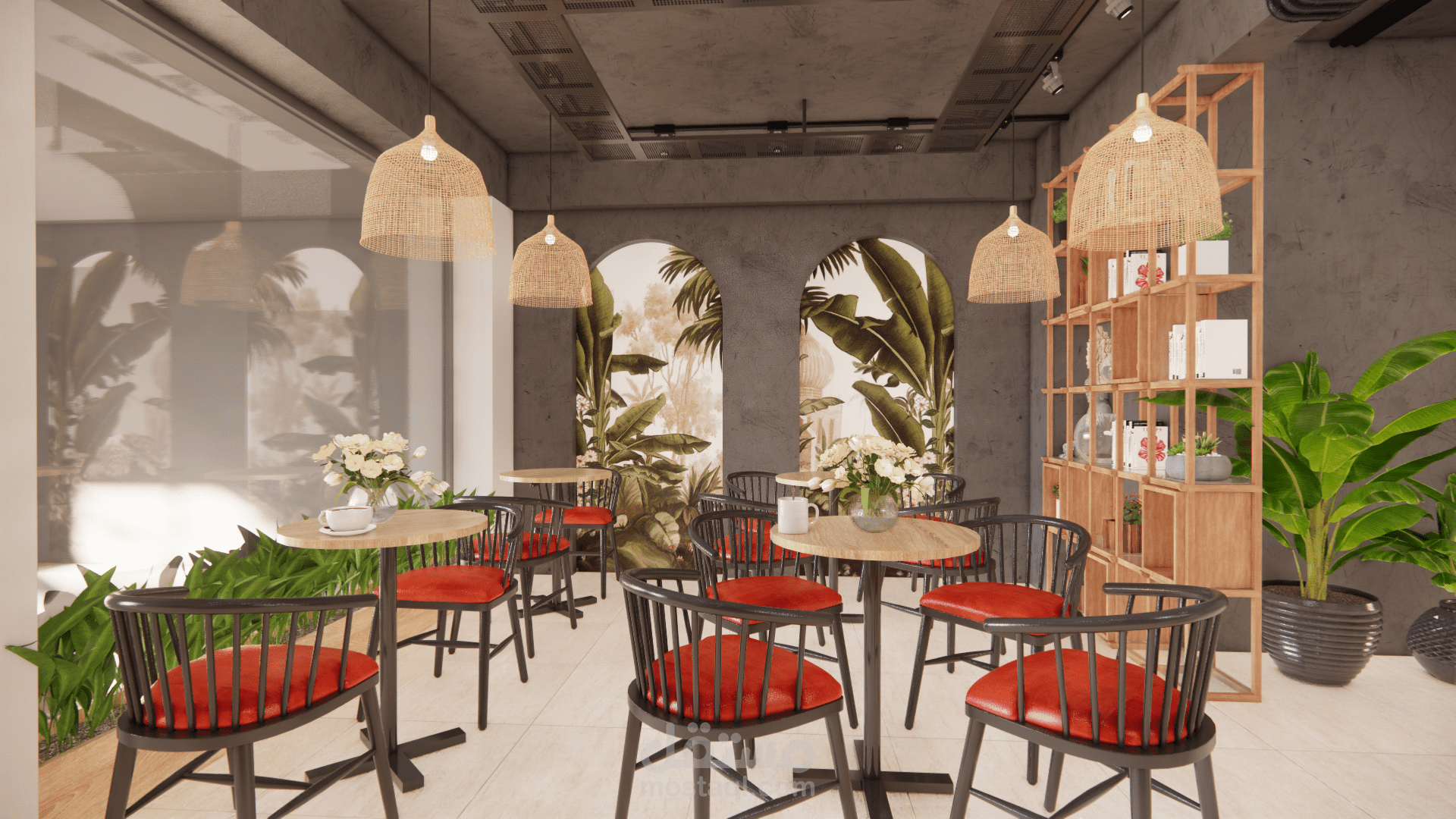 تصميم لكافيه جلوس على النظام الموديرن