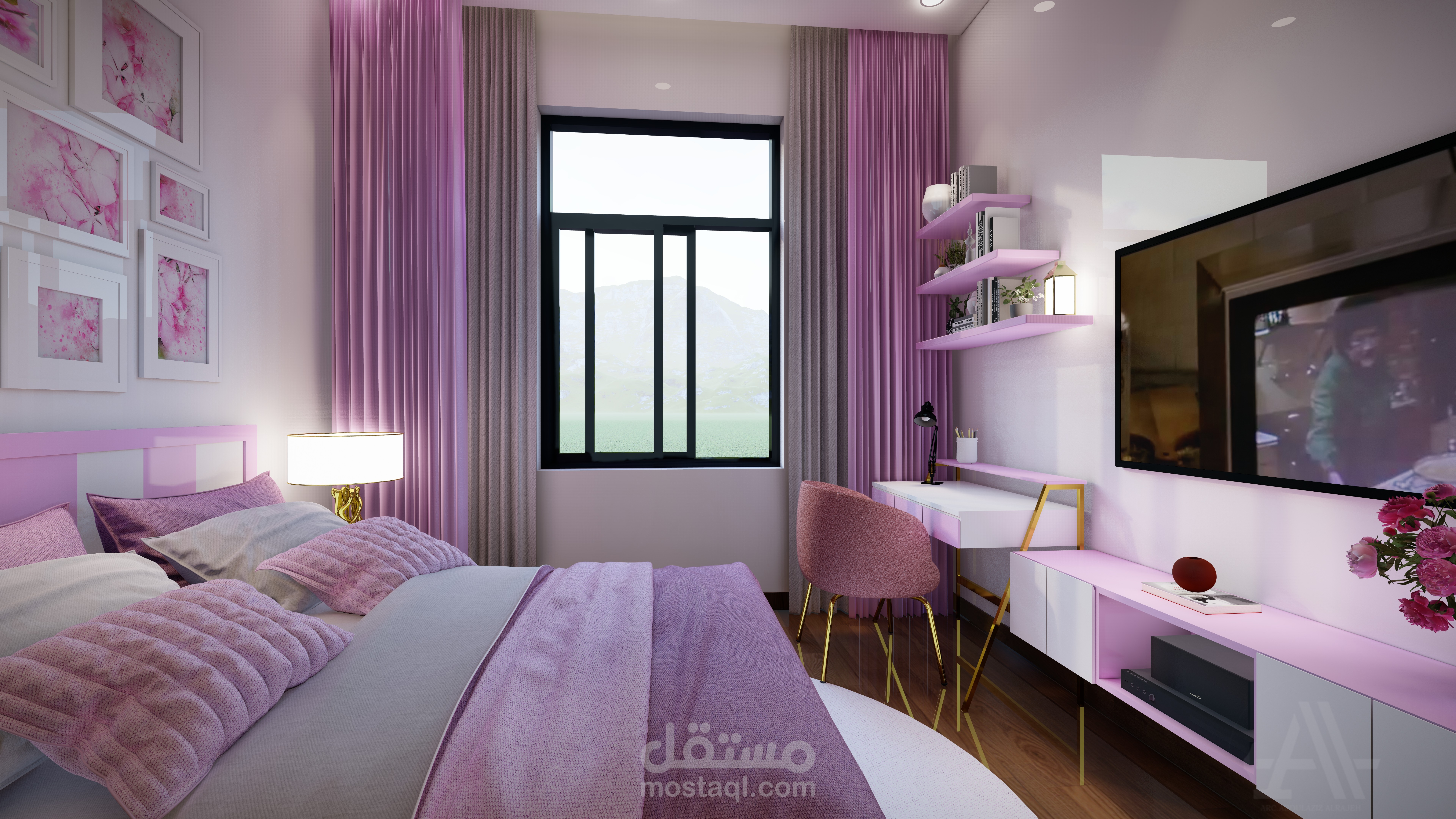 تصميم عصري لغرفة نوم بنات