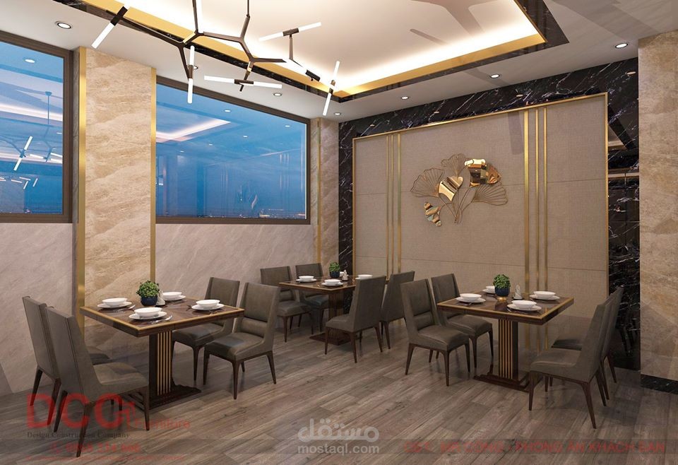 تصميم منطقة استقبال ومطعم