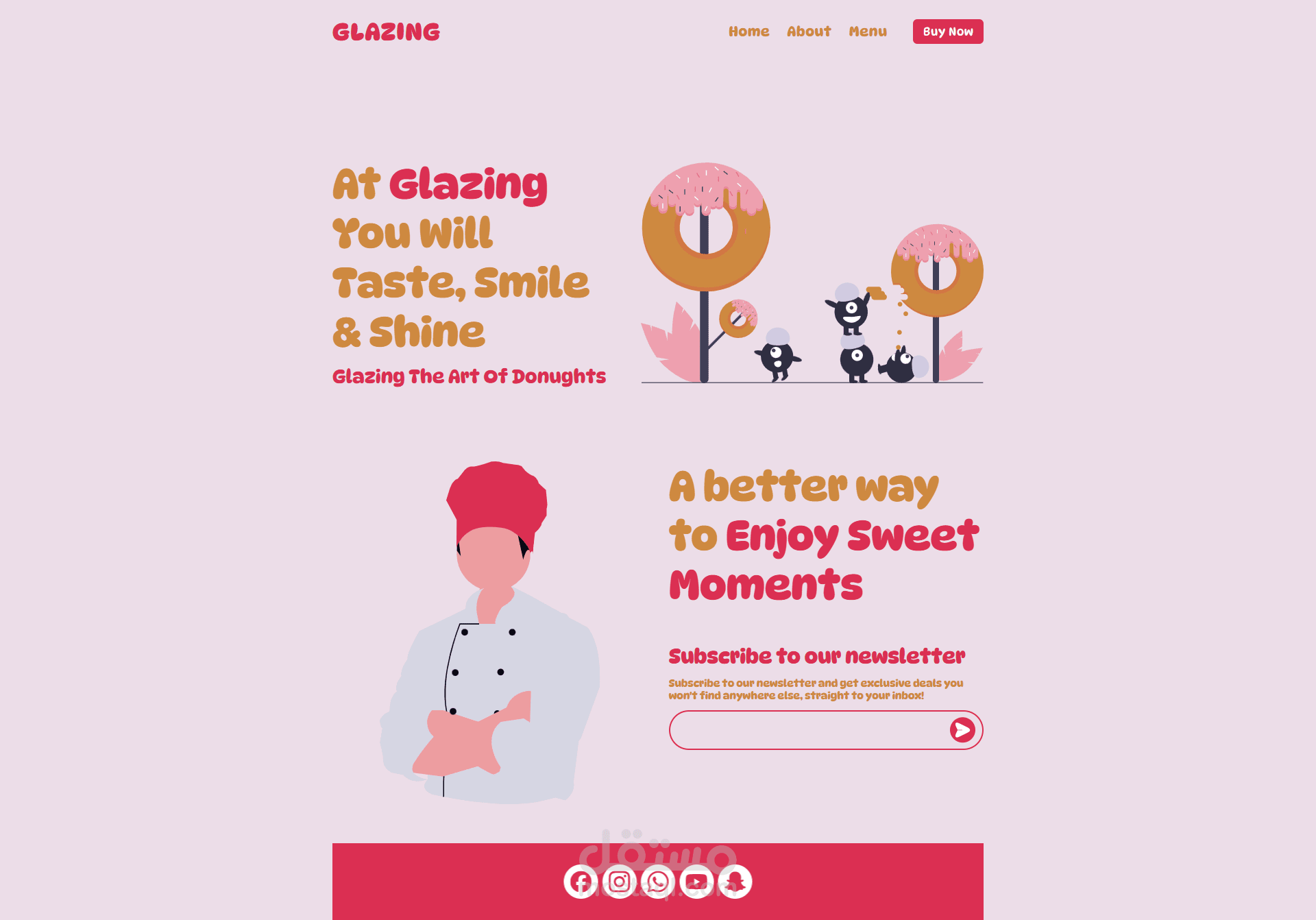 تصميم وتطوير Landing Page احترافية لمتجر حلويات (Donut Shop) باستخدام HTML & CSS