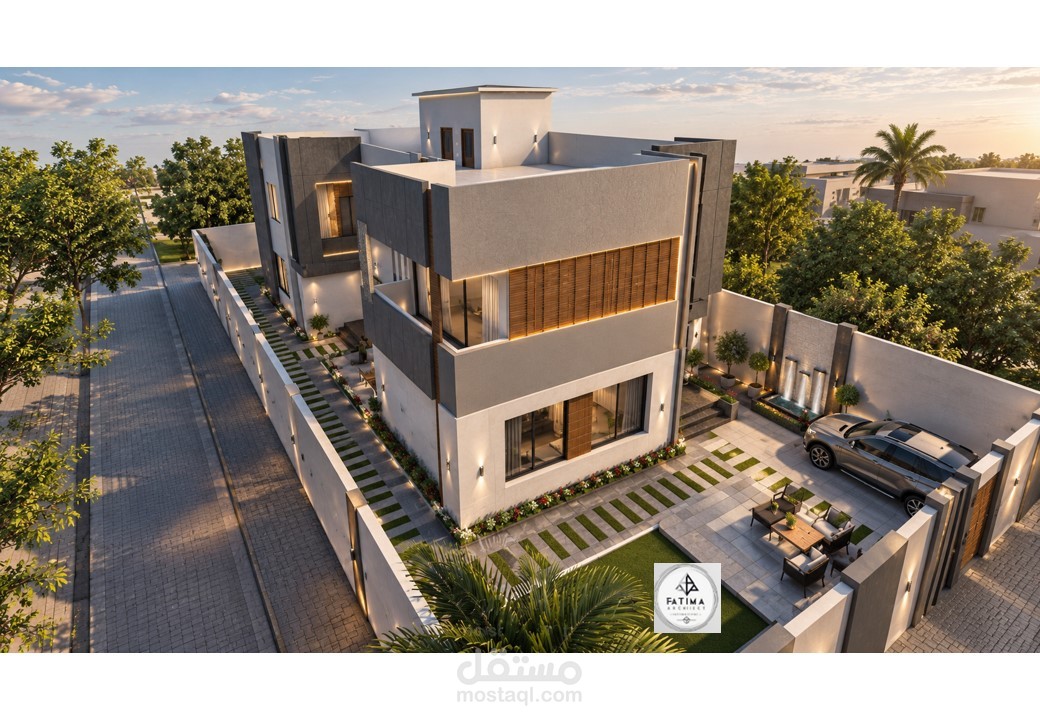 تصميم 3Dخارجي لفيلا خاصة في السعودية