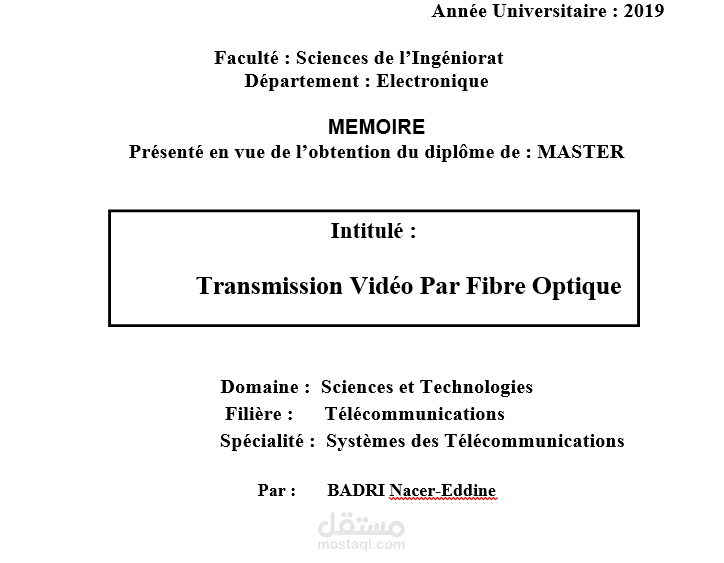 Transmission vidéo par Fibre optique