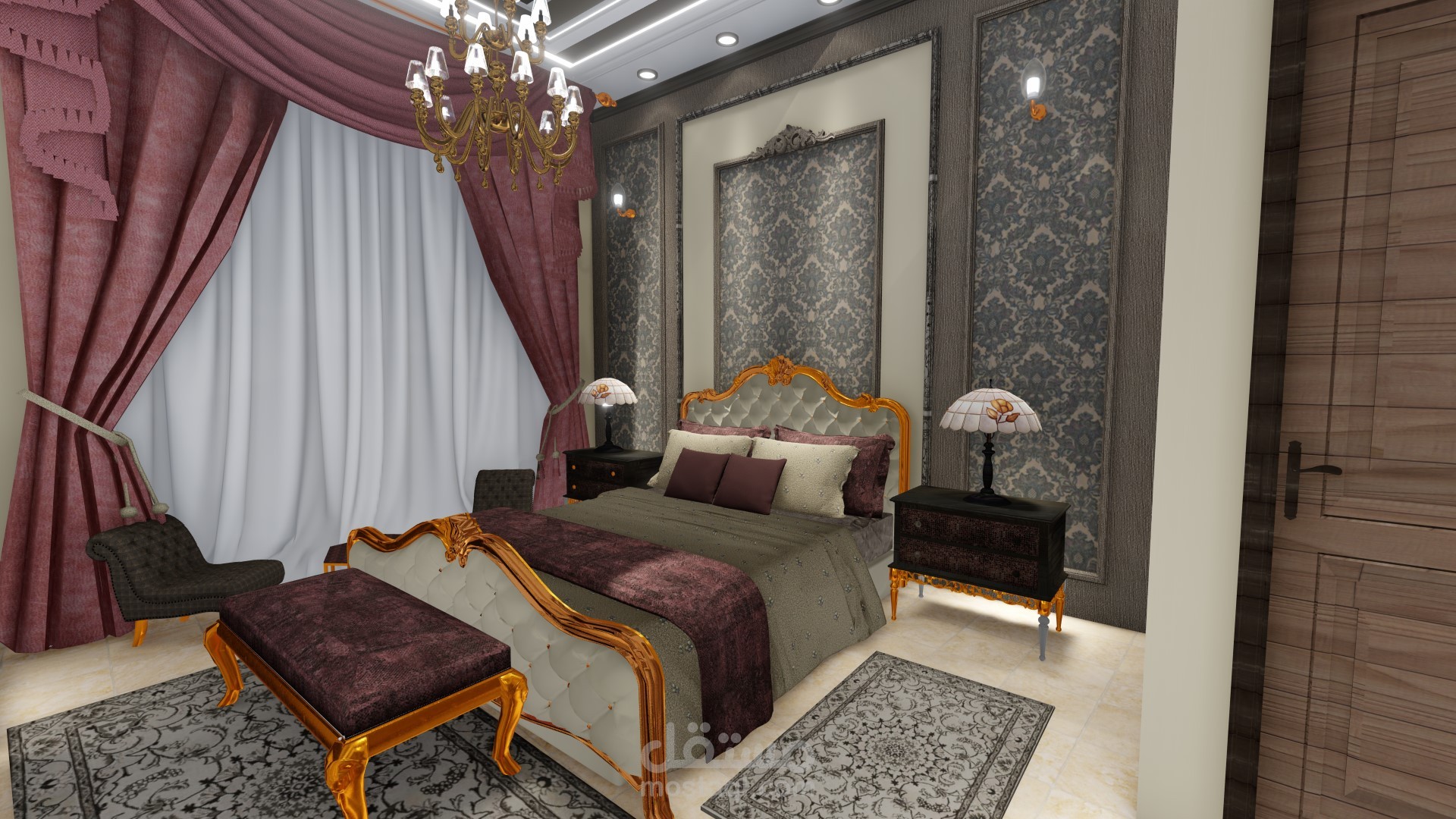 تصميم غرفة فندق كلاسيك