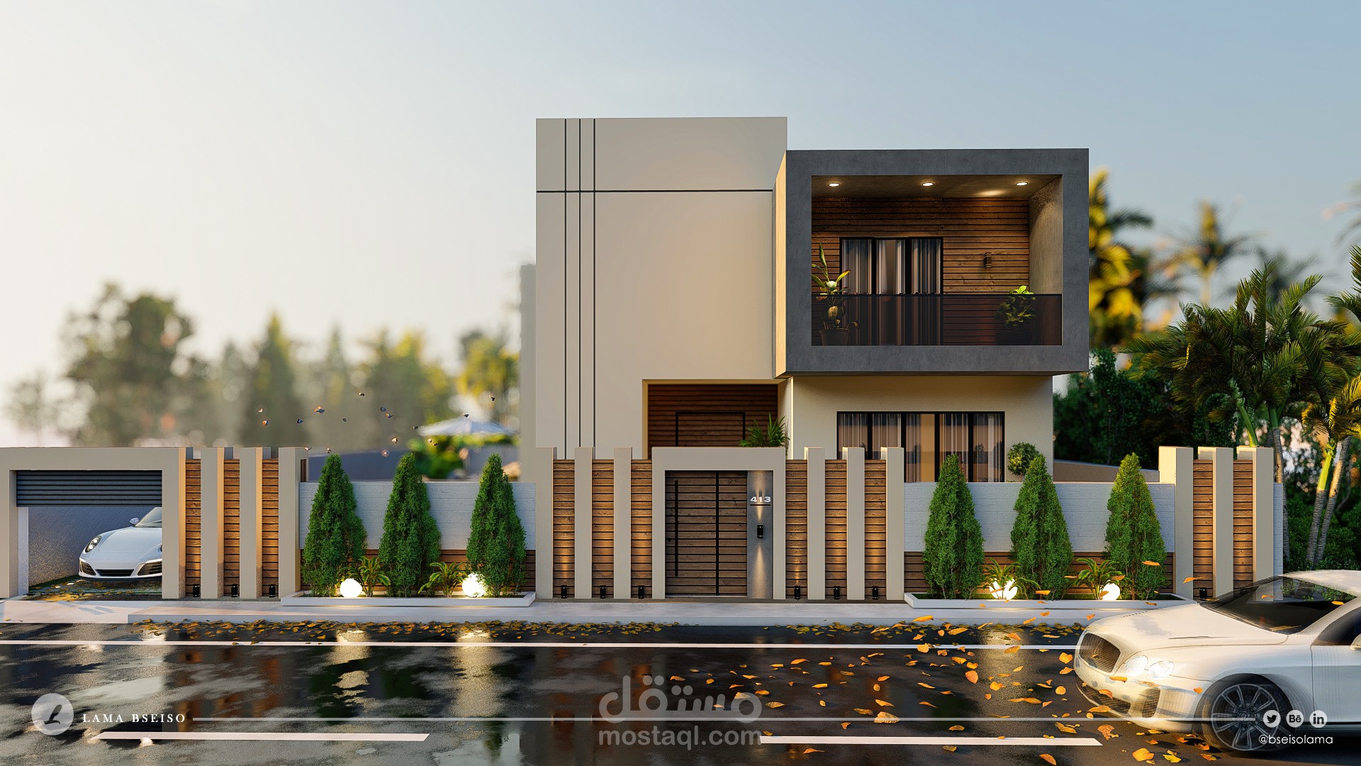 تصميم خارجي لفيلا على الطراز المودرن