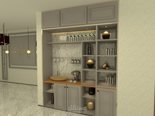 تصميم مكتبة مع بار بسيط