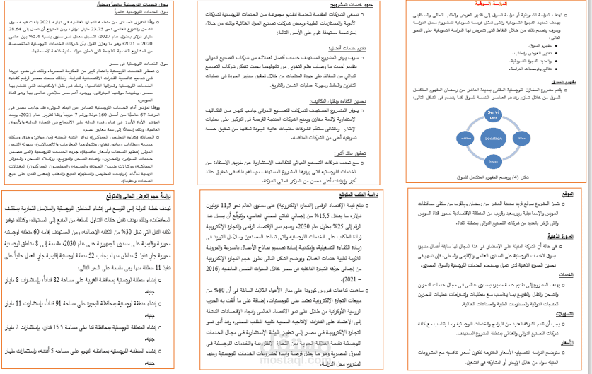 مقتطفات من دراسة جدوى سوقية لمخازن لوجستية.