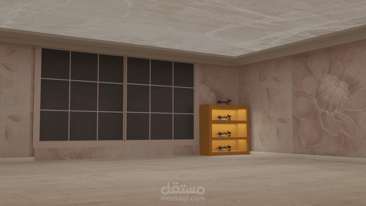 تصميم غرفة بواجهات فقط بدون أثاث بواسطة 3Dmax