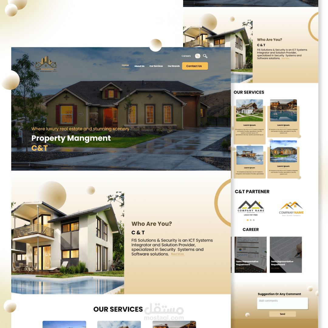 تصميم صفحة هبوط Landing page  لشركة بيع عقارات
