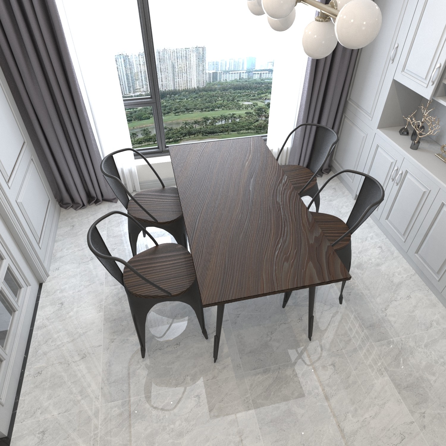 نمذجة لطاولة سفرة مع الكراسي