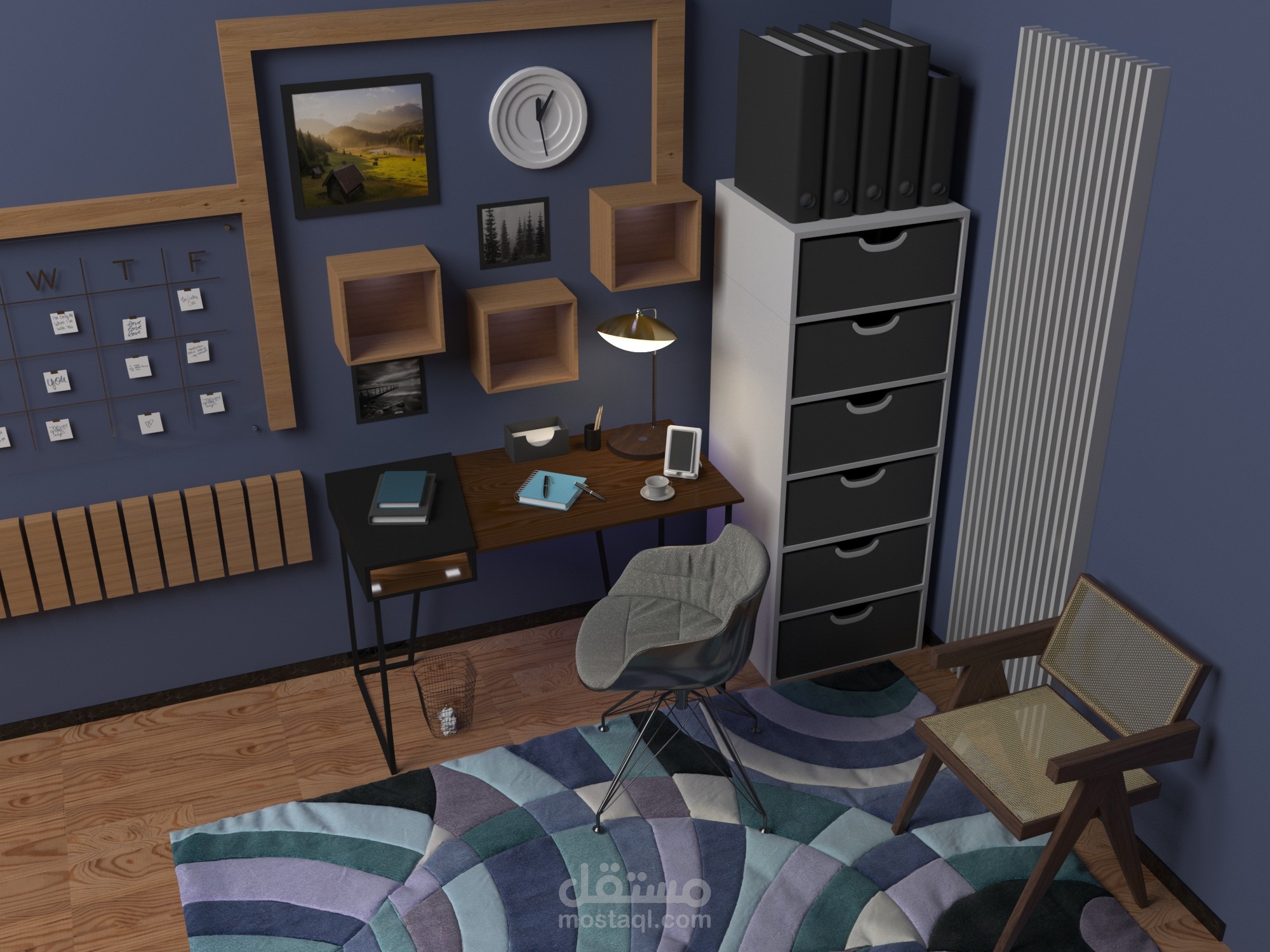 تصميم زاوية مكتب بيتية