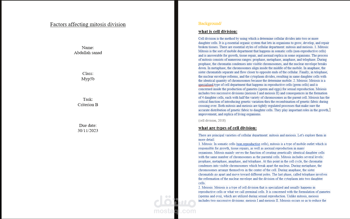 هذا بحث علمي يتحدث عن factors affecting mitosis divsion