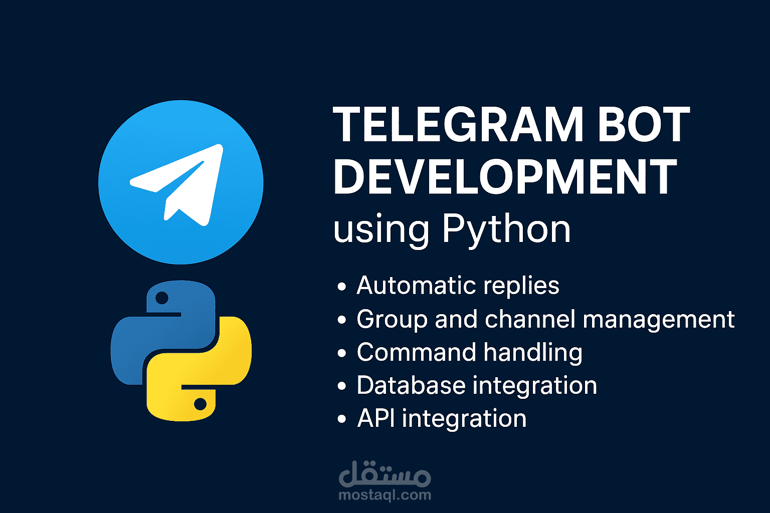 برمجة بوتات تلغرام احترافية باستخدام Python حسب طلب العميل