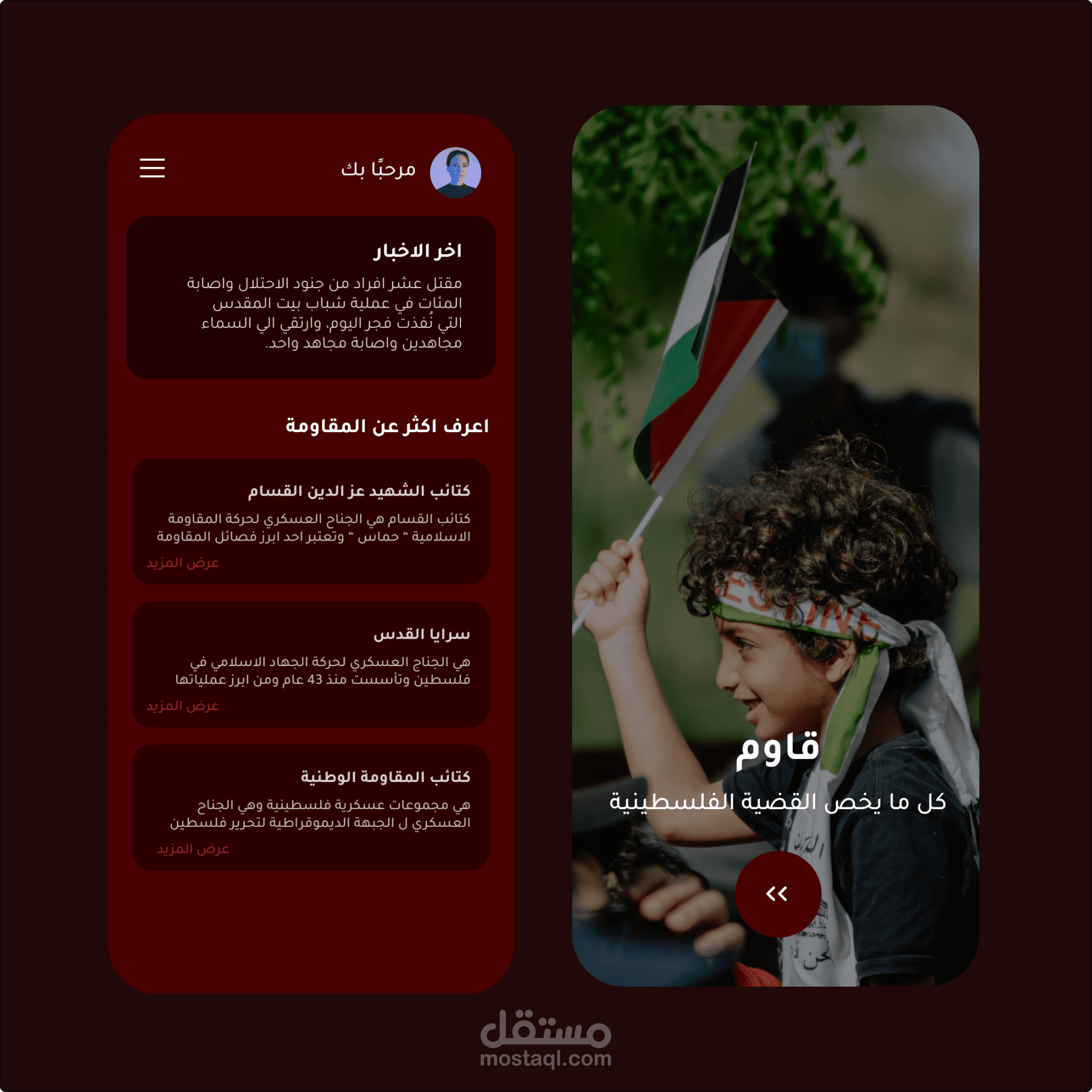 قاوم، تطبيق للقضيه الفلسطينية