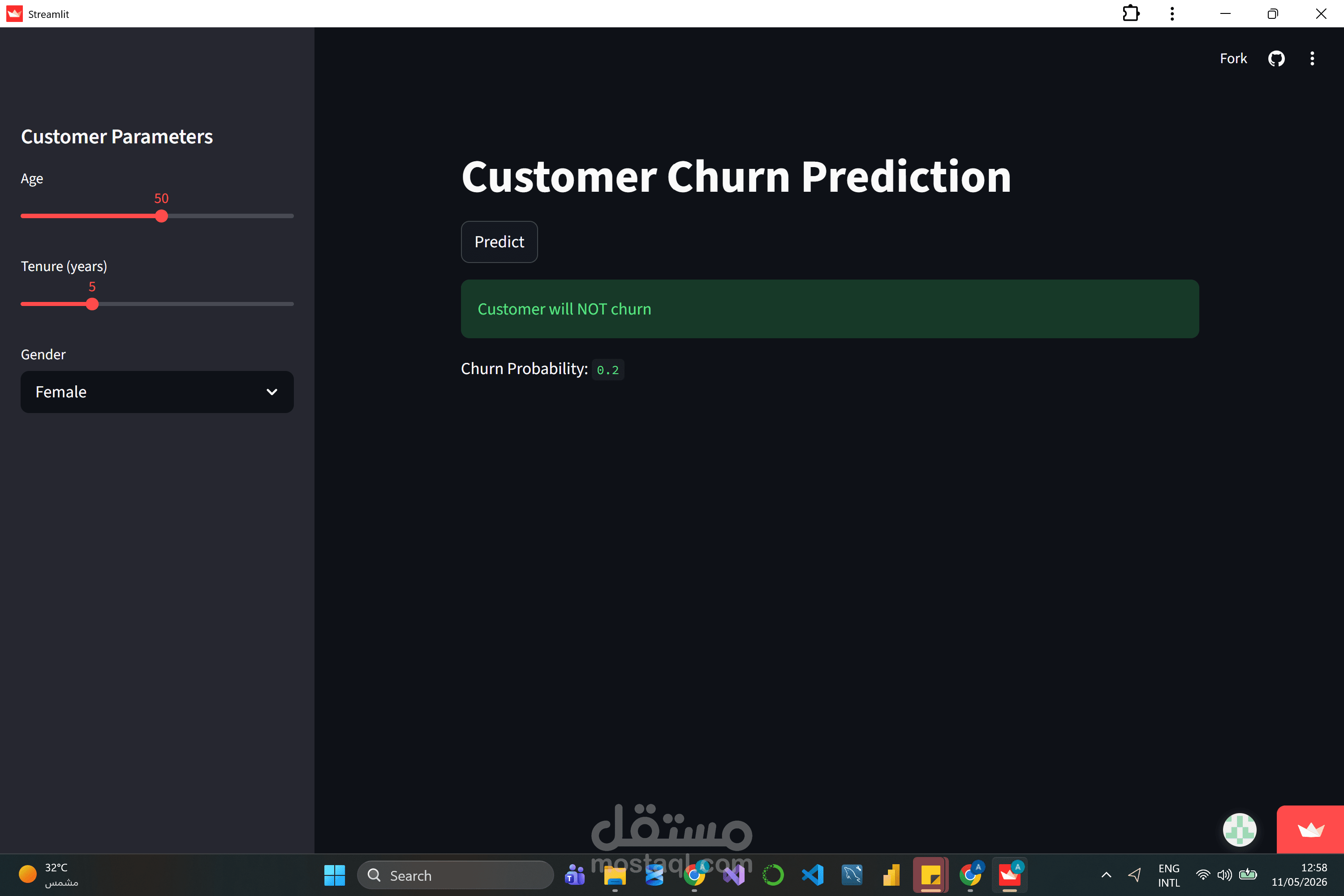 أقوم ببناء تطبيق Machine Learning احترافي باستخدام Python وStreamlit لتحليل البيانات والتوقعات