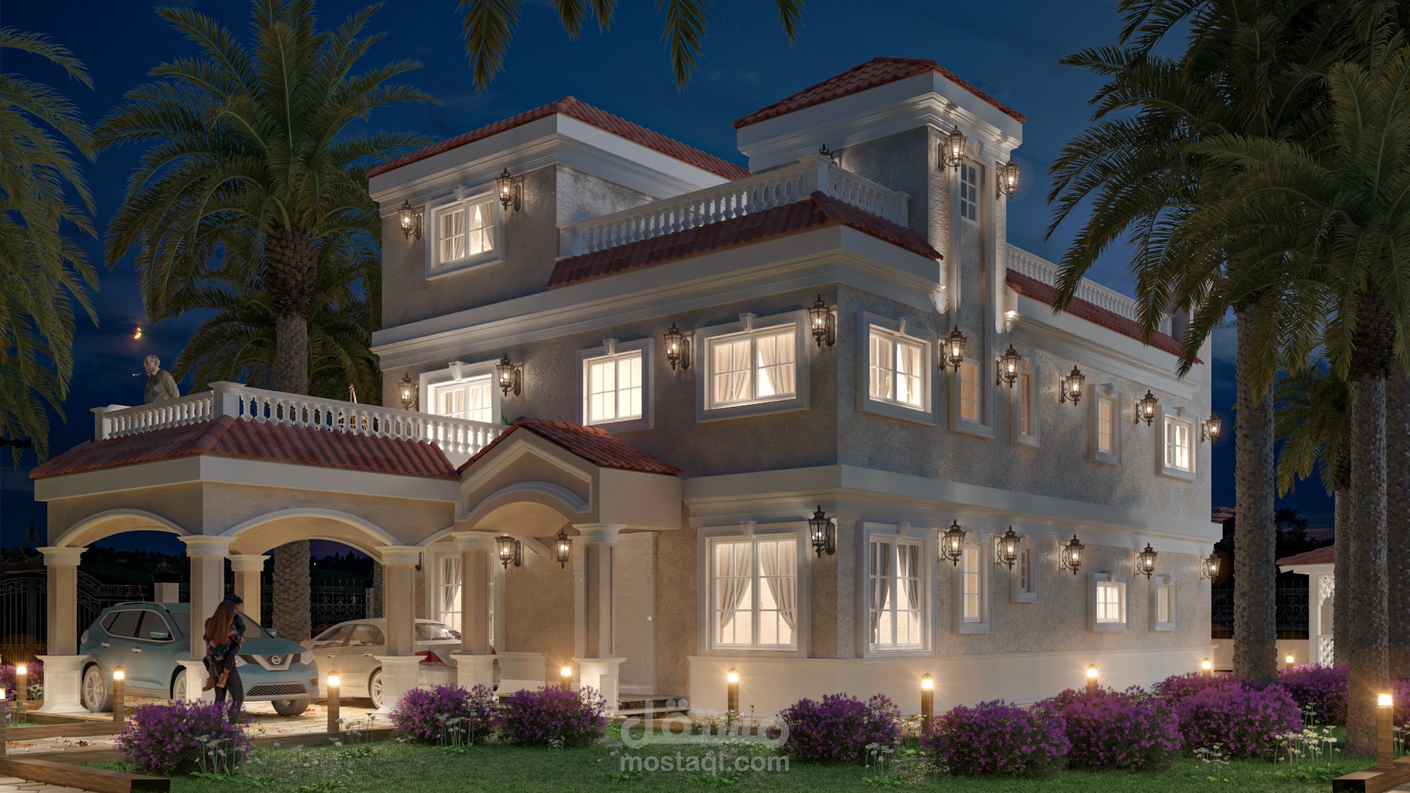تصميم خارجي لفيلا كلاسيك