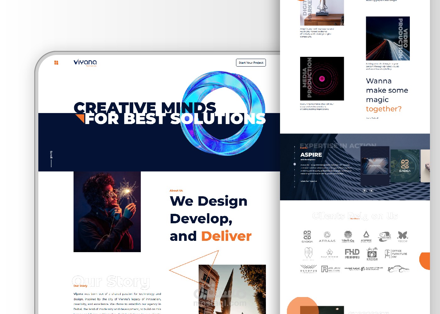 تصميم وتطوير صفحة هبوط لوكالة تسويق الكتروني - Viyana Landing Page