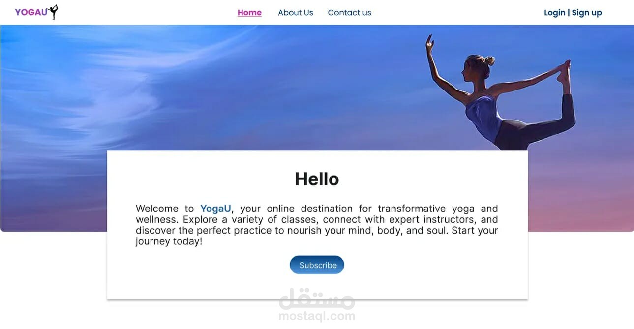 تصميم واجهة موقع لياقة بدنية يوجا UI/ UX متجاوب