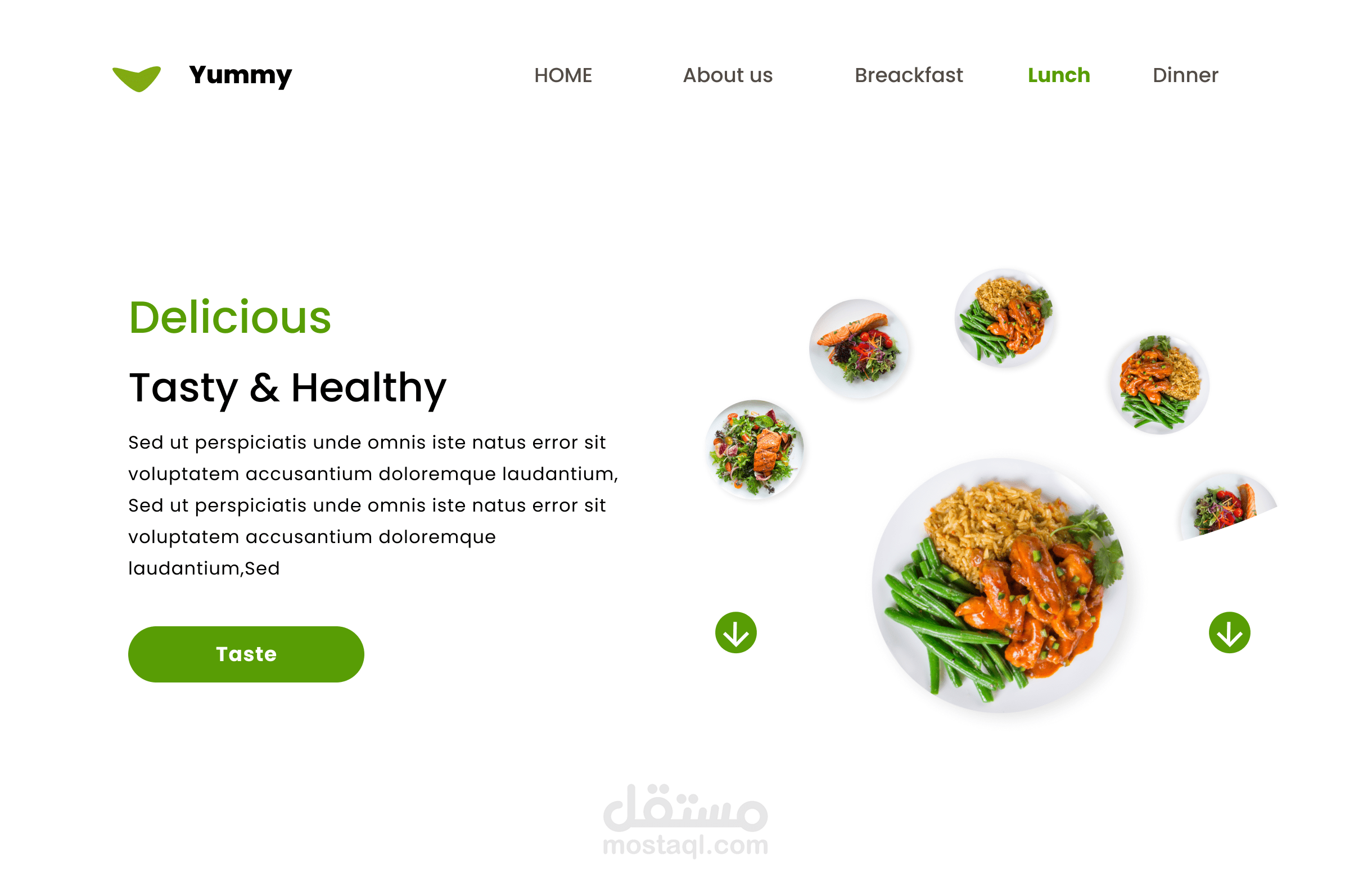 تصميم واجهة موقع مطعم UI/ UX متجاوب