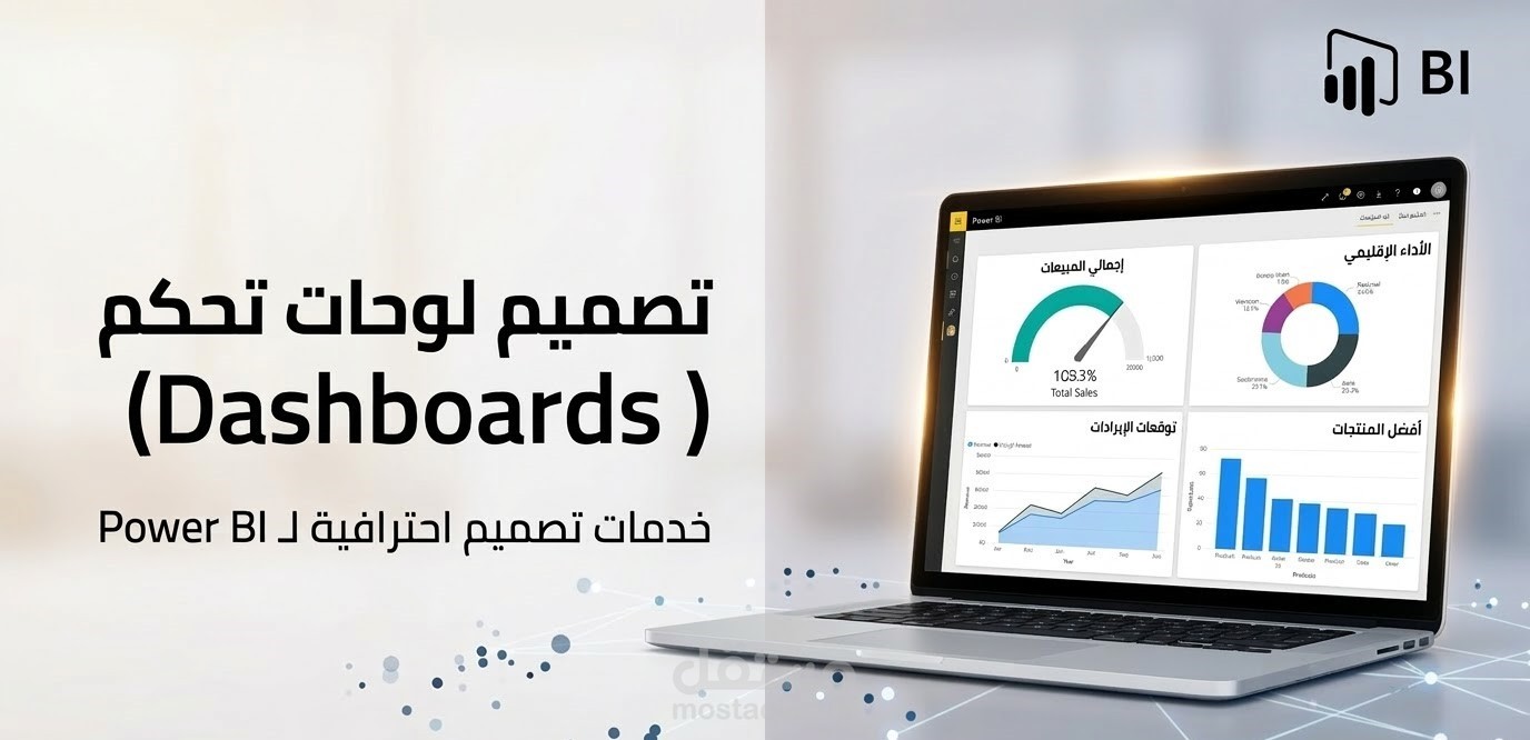 تصميم لوحات تحكم Power BI احترافية (داشبورد - Dashboards) لتحليل البيانات ومراقبة الأداء