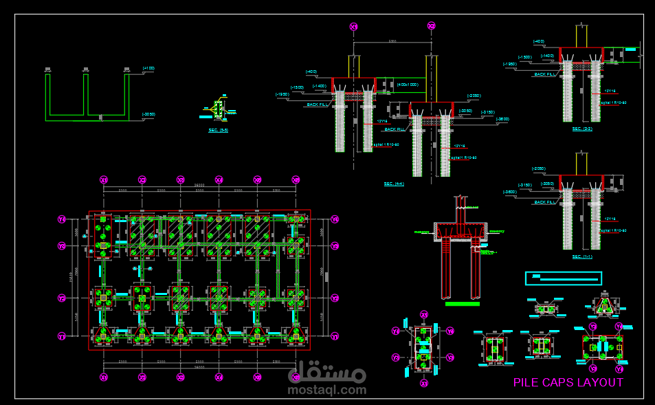 تصميم الاساسات العميقة على pile cap & raft