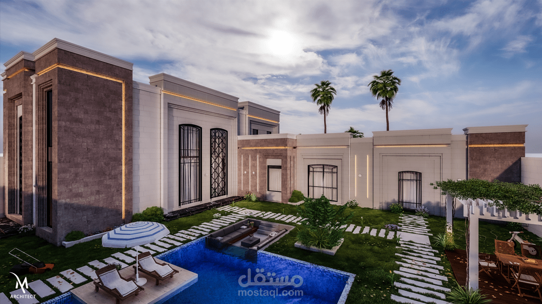 مشروع تصميم فيلا سكنية حديثة بالمملكة العربية السعودية