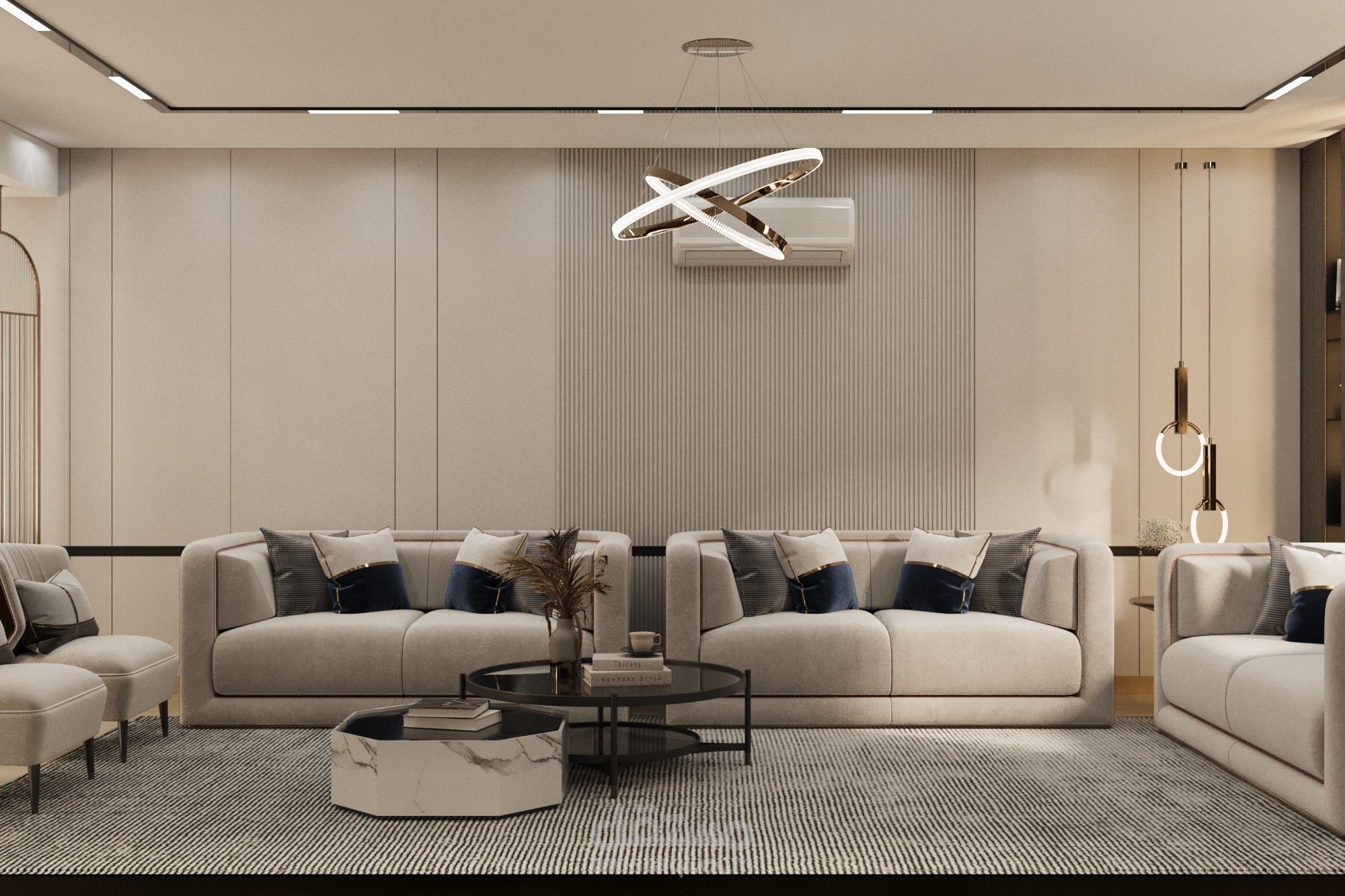 تصميم داخلي لقاعة استقبال حديثة بأسلوب عصري