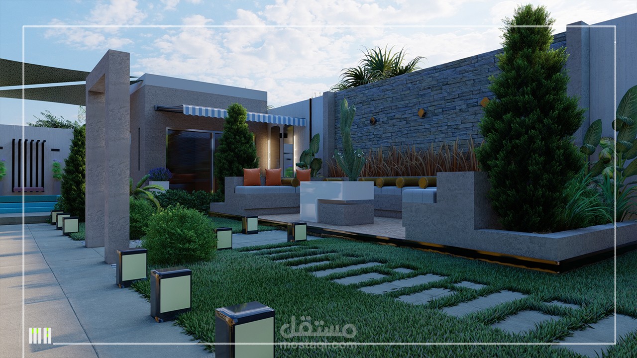 لاندسكيب.تنسيق حديقة شاليه.الرياض