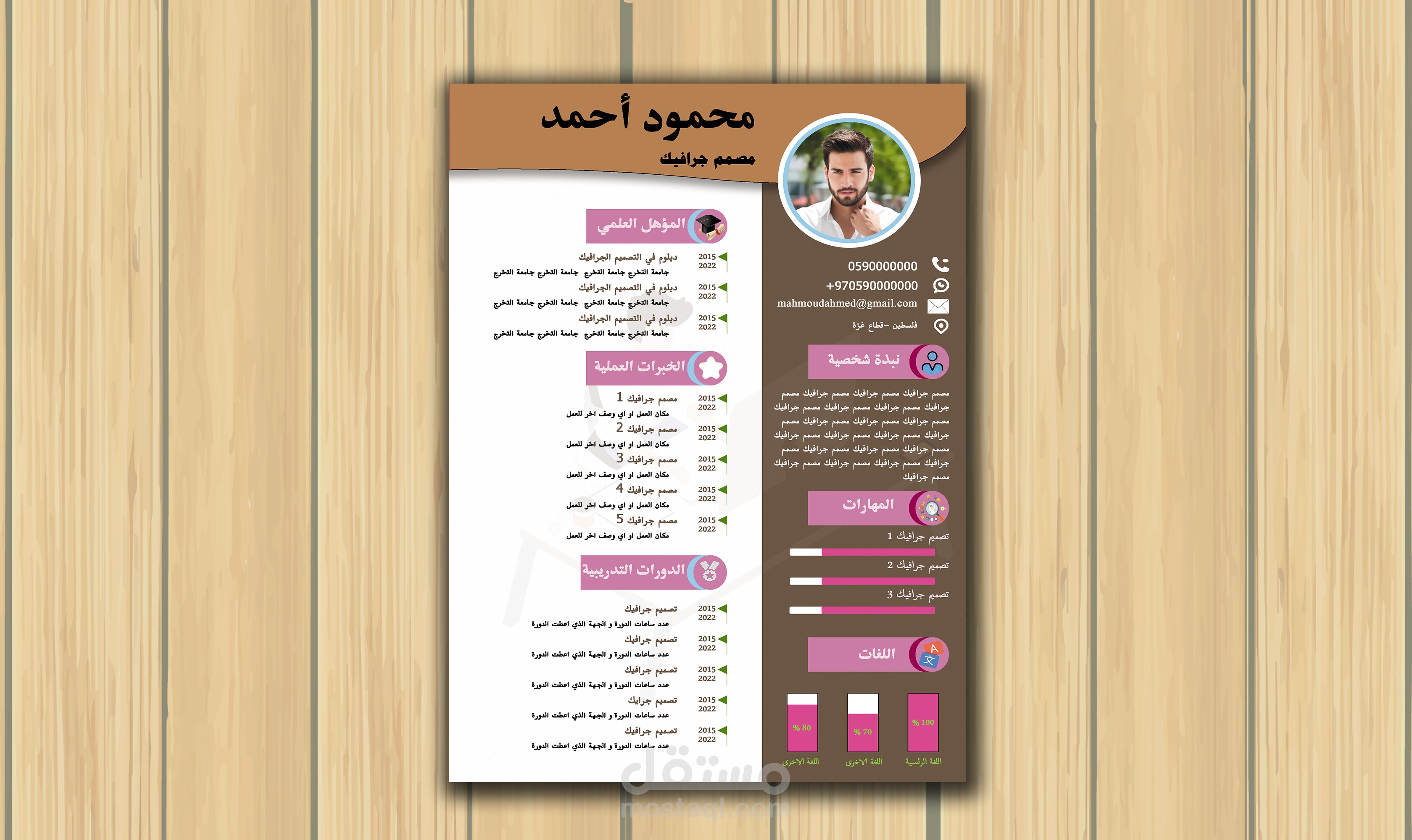قالب سيرة ذاتية باللغة العربية