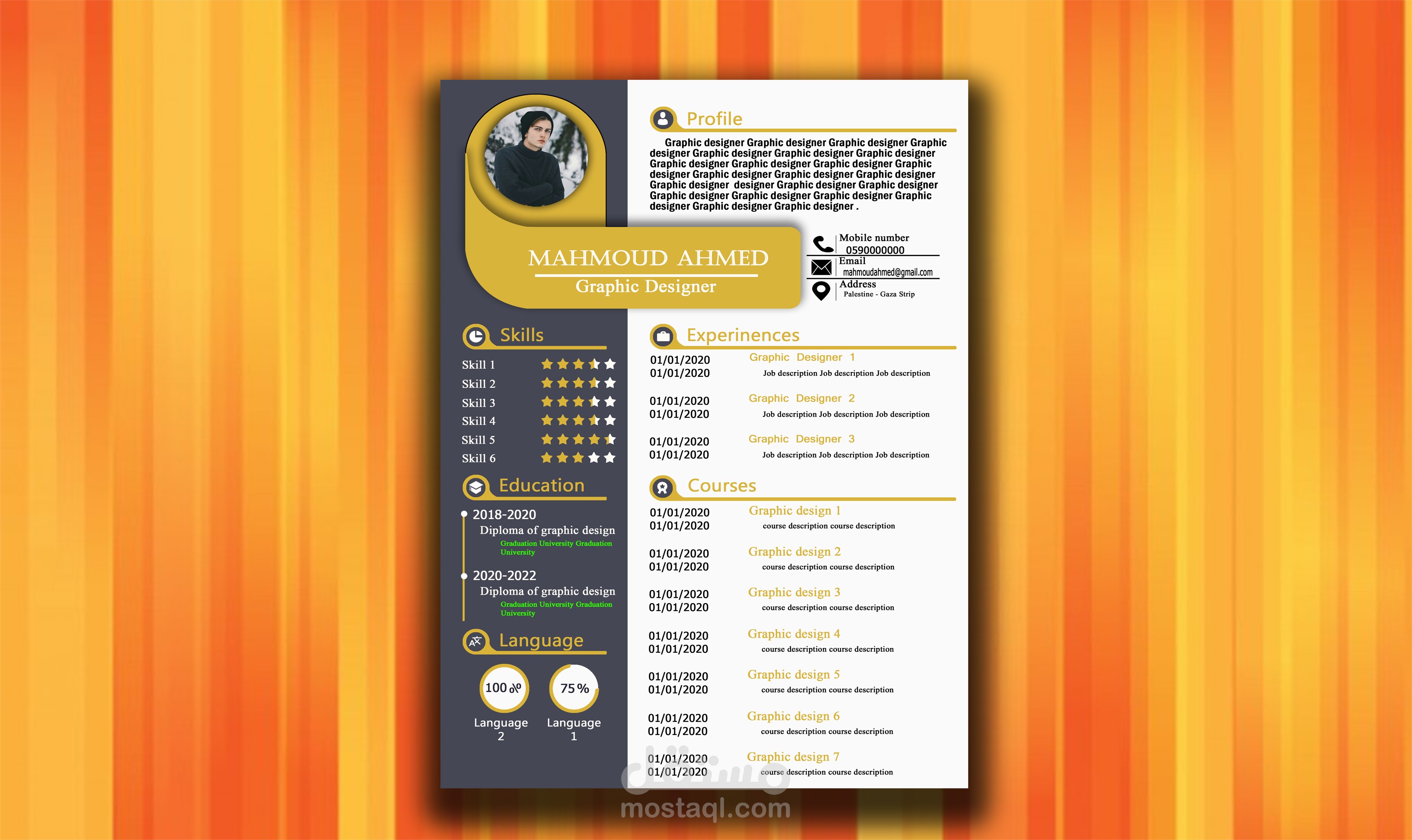 قالب سيرة ذاتية باللغة الانجليزية