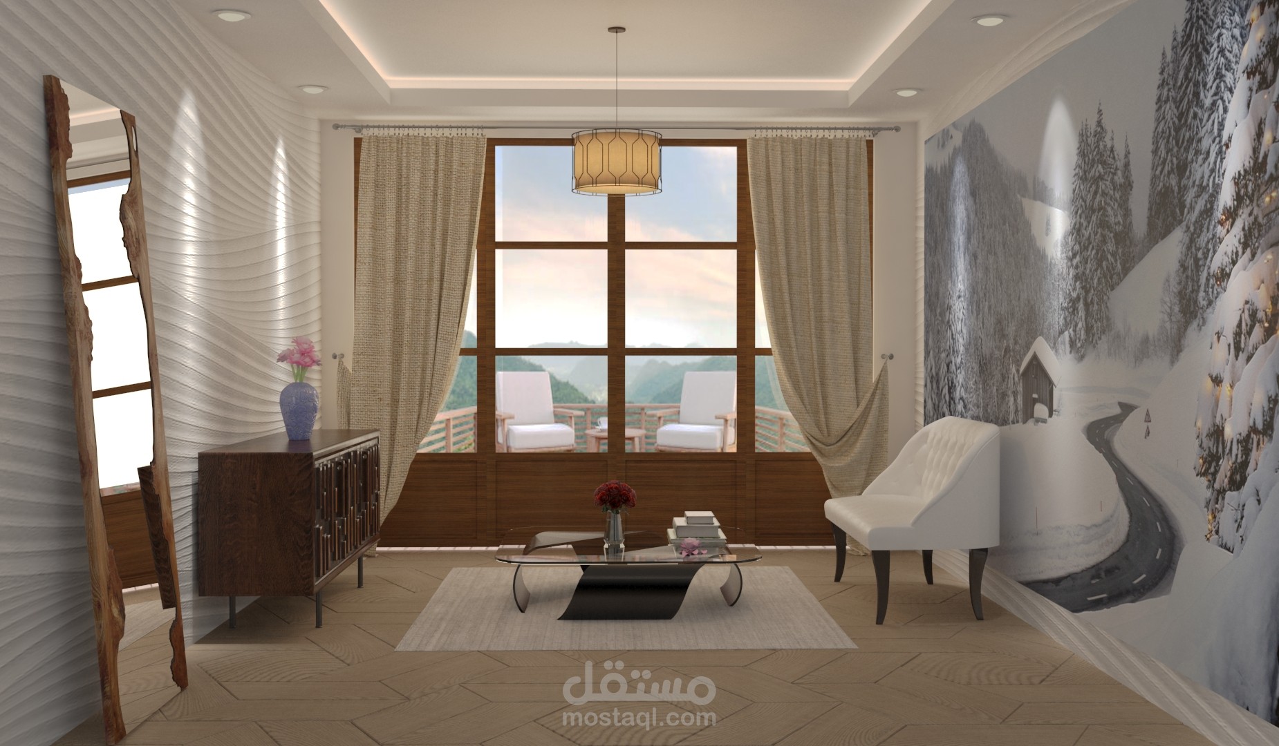 تصميم داخلي 3d لغرفة جلوس