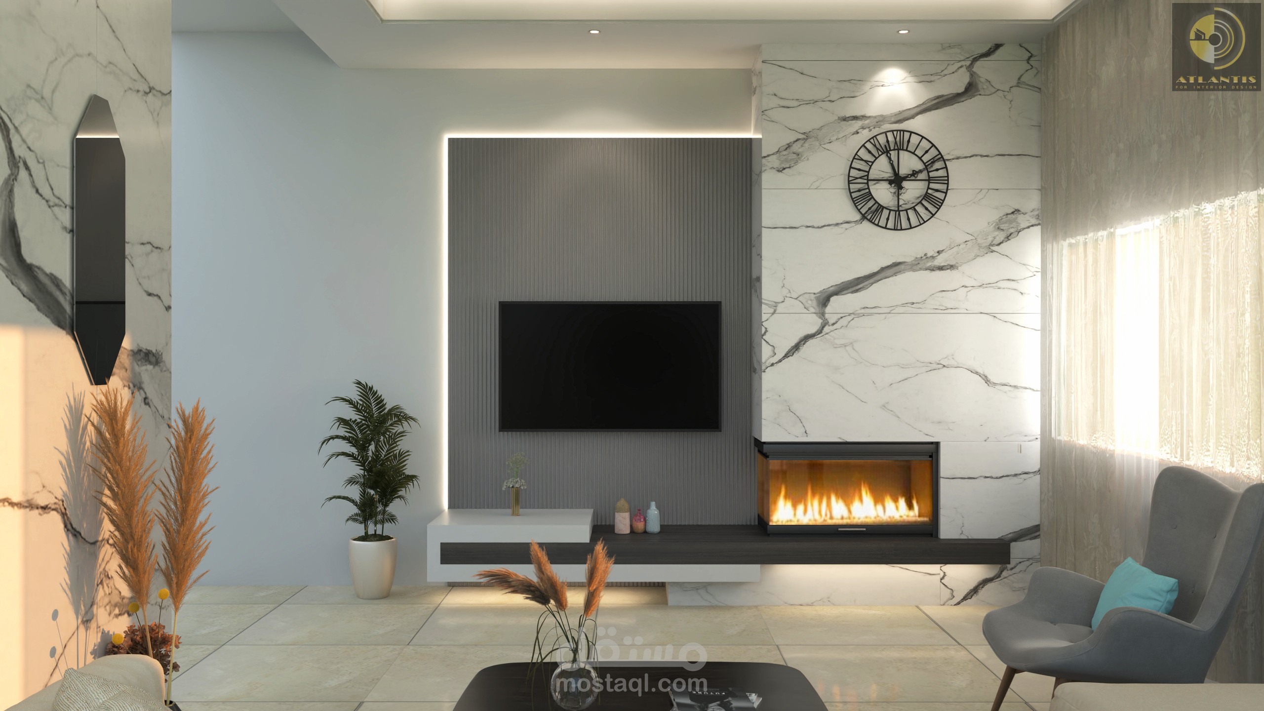 تصميم حديث لغرفة معيشة