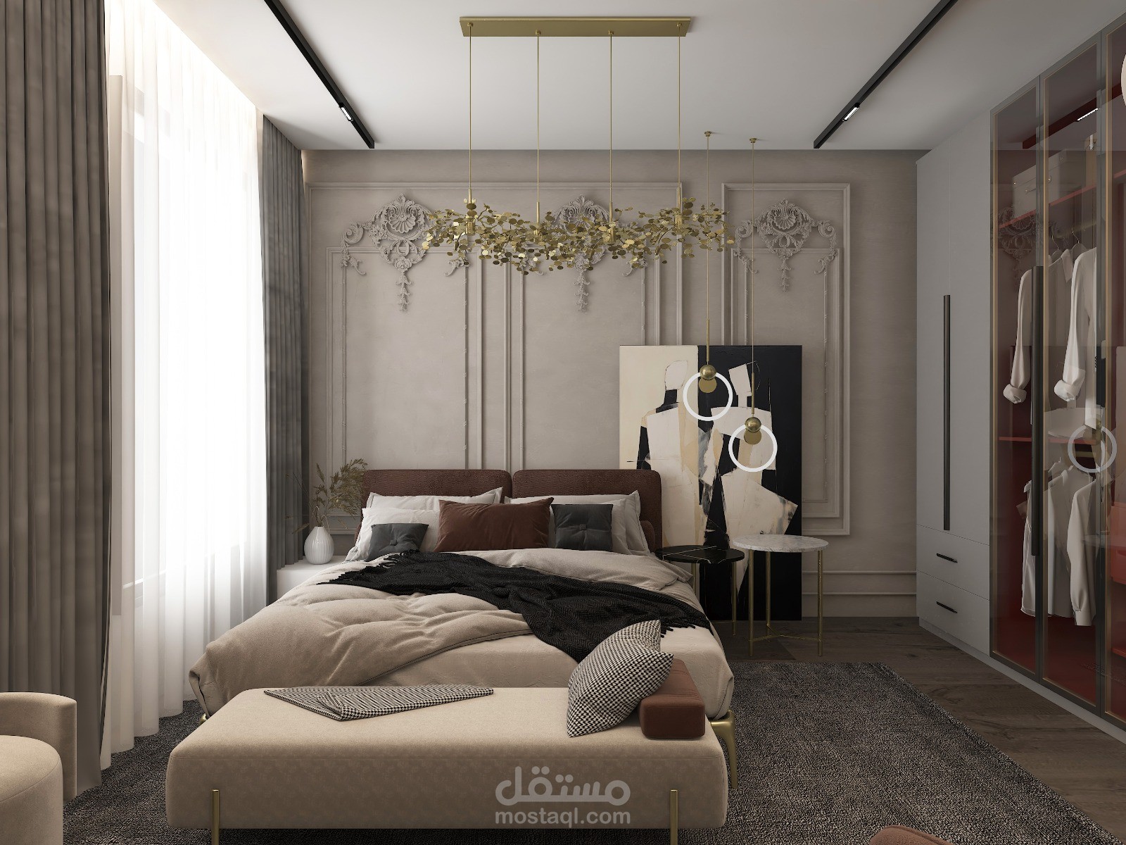 تصميم غرفة نوم نيو كلاسيك