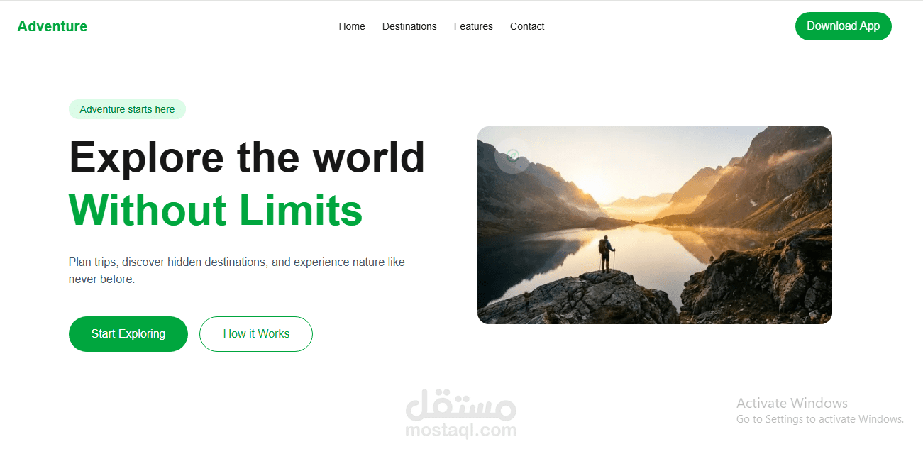 تطوير واجهة موقع ويب سياحية