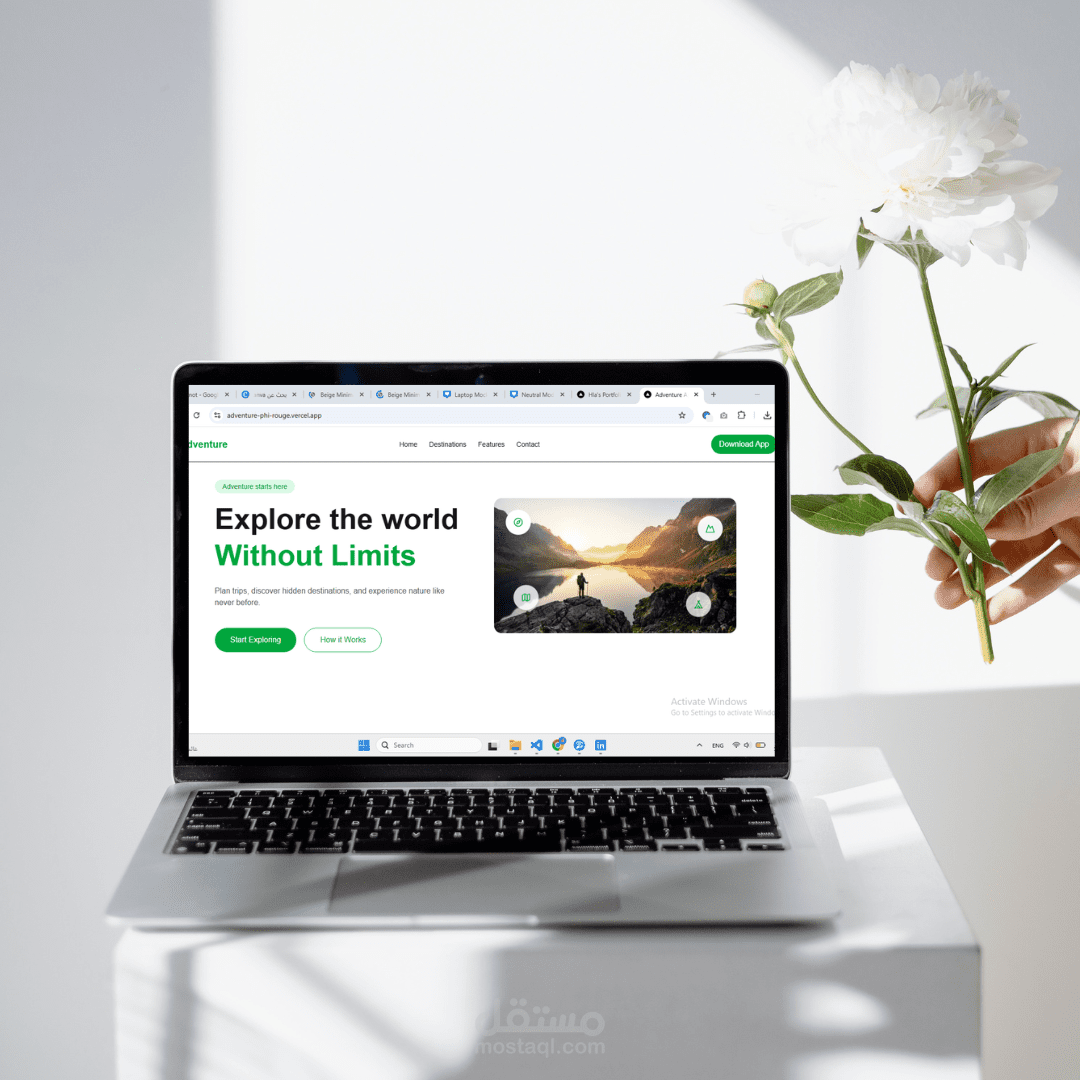 تطوير واجهة موقع ويب سياحية