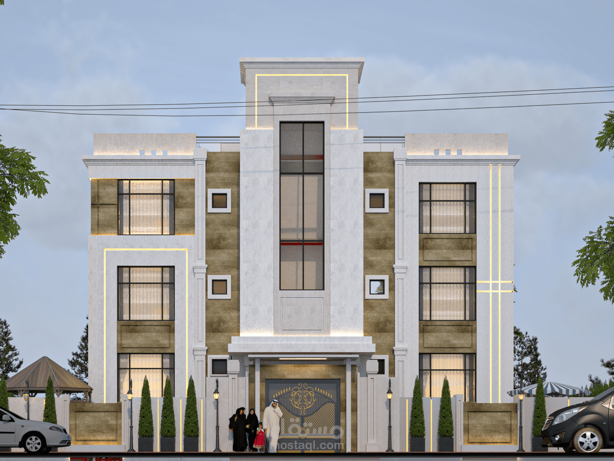 تصميم عمارة سكنية فاخرة على نمط النيوكلاسيك