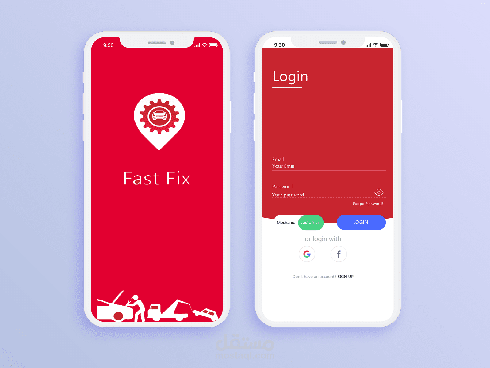 تطبيق FAST FIX لتصليح السيارات.