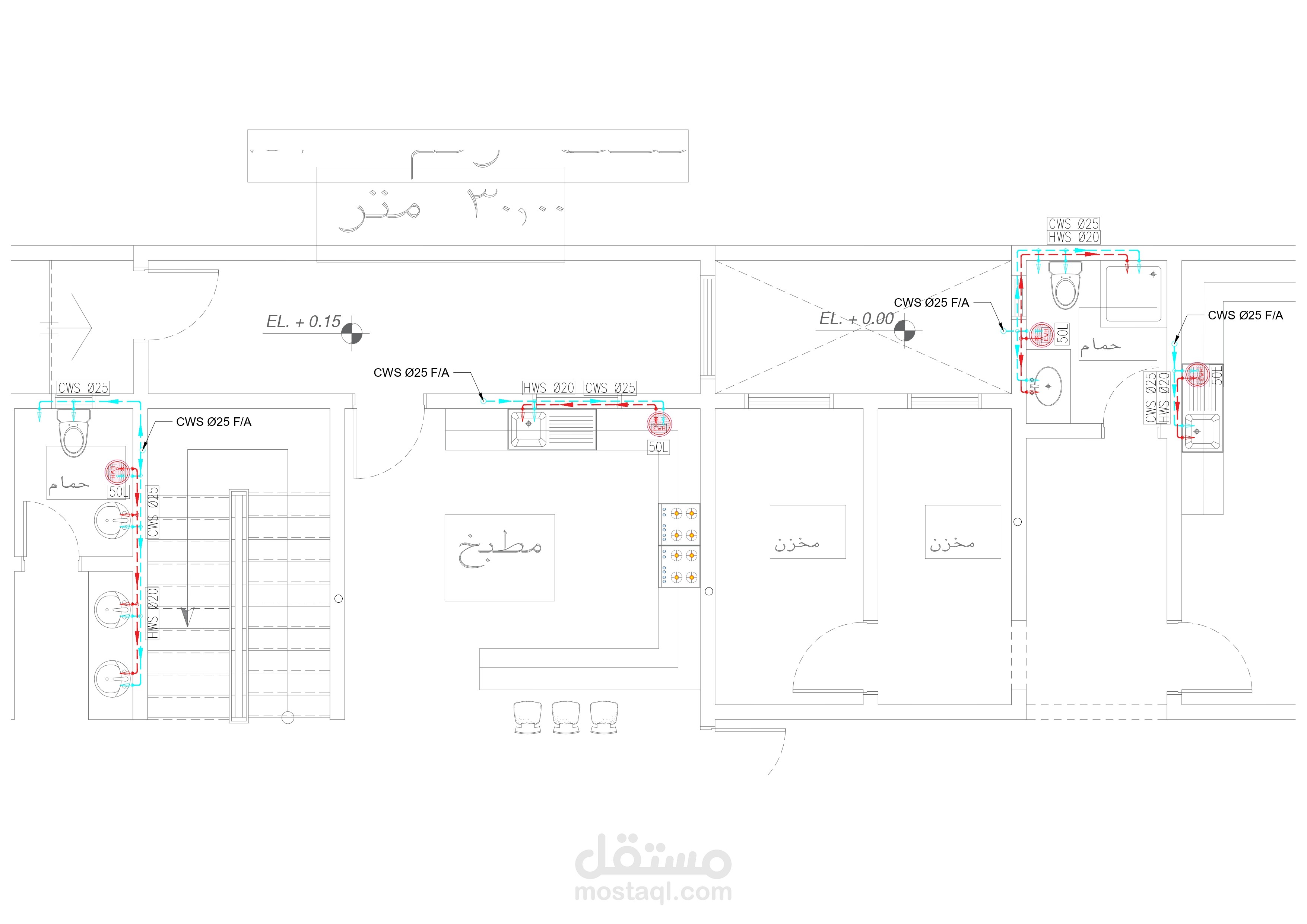 تصميم مخططات تغذية المياه لفيلا سكنية - الرياض