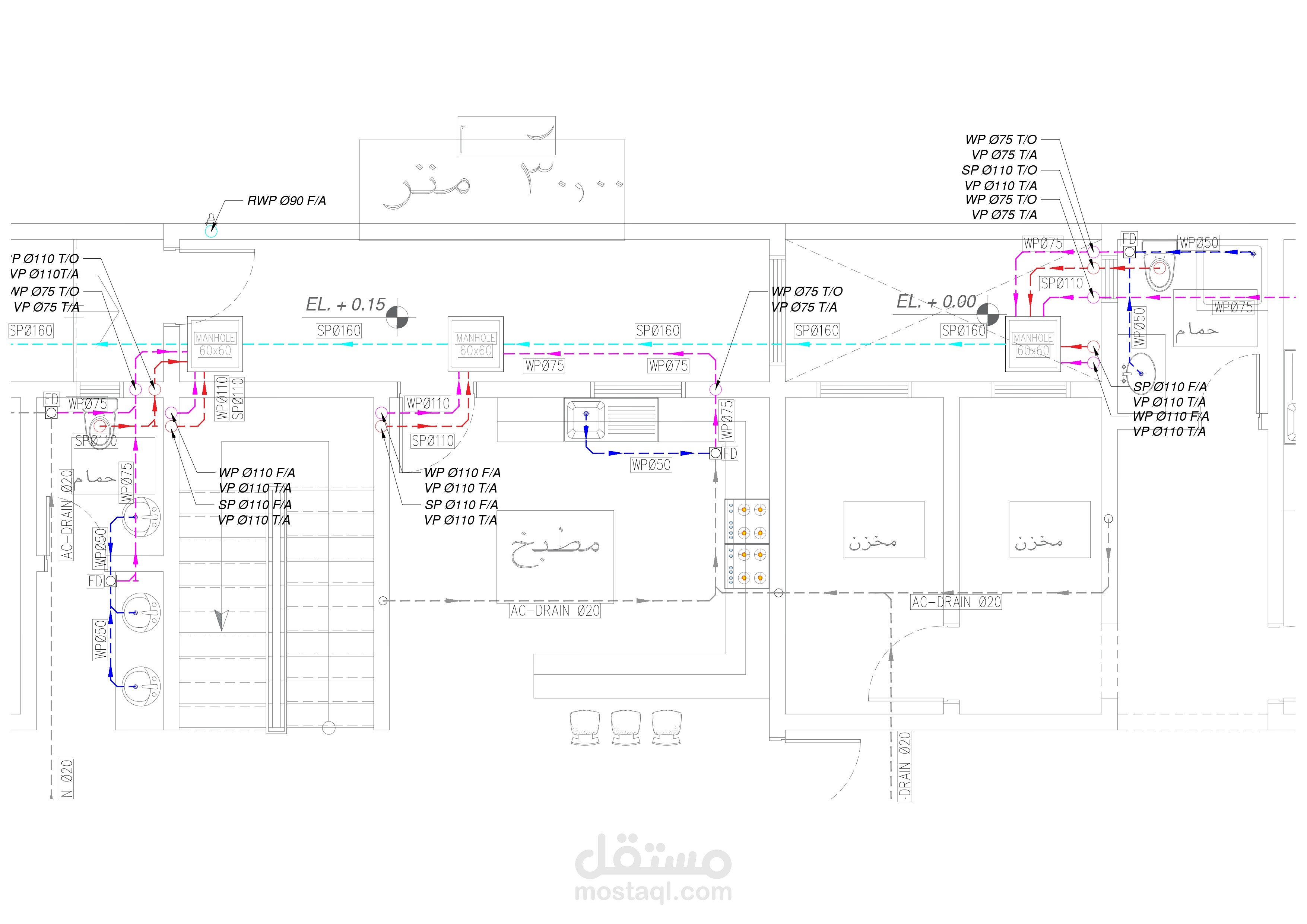 تصميم مخططات الصرف الصحي لفيلا سكنية - الرياض