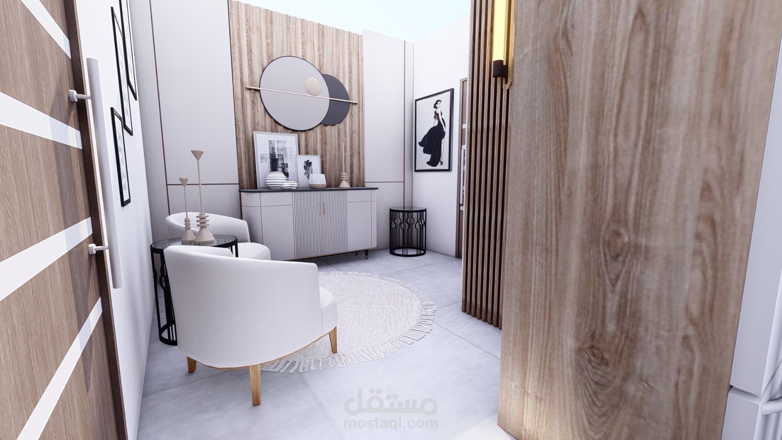 تصميم معماري داخلي وديكور لشقة سكنية بطراز مودرن