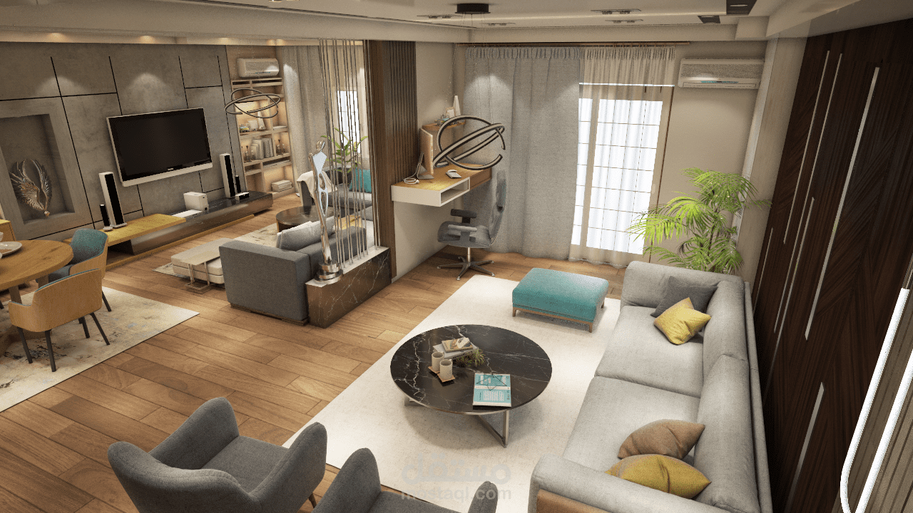 modern Rec wih open Kitchen + living + dinning