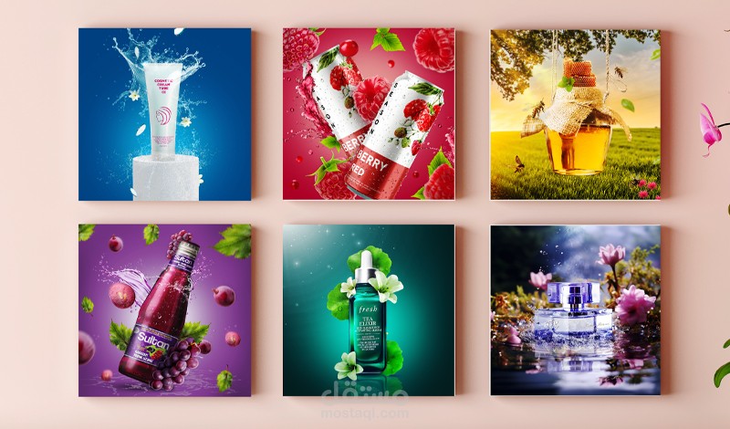 تصميمات احترافية عن منتجات مختلفة