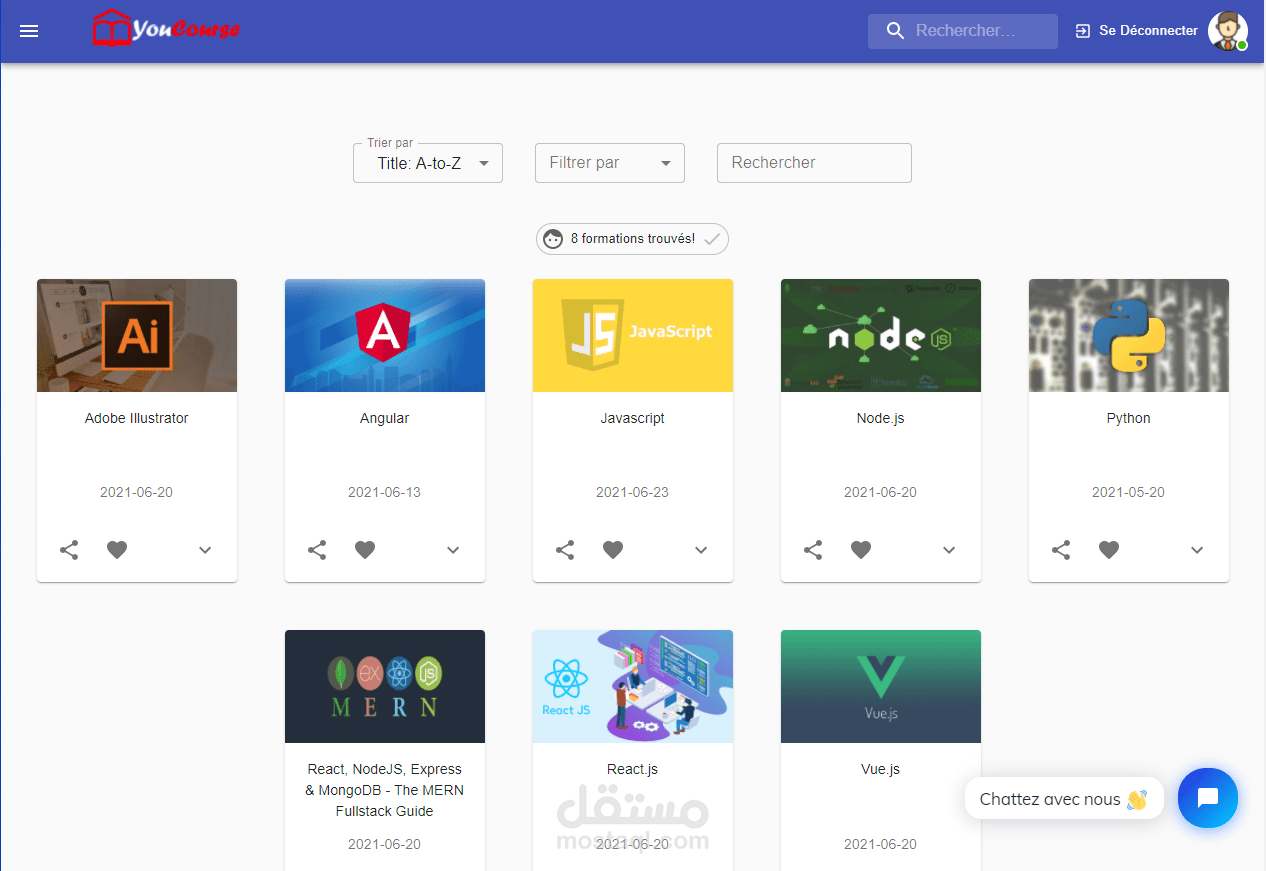 تطبيق web للتدريبات