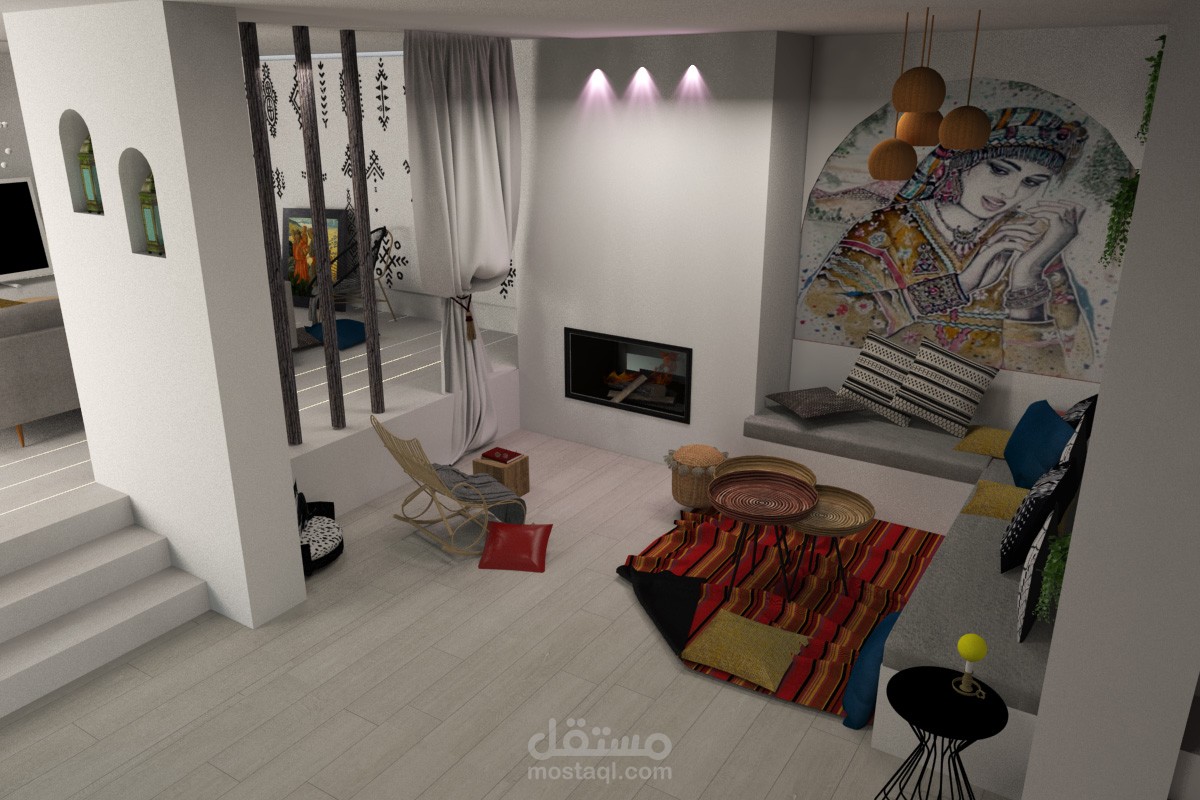 تصميم  داخلي لمنزل بطابع Berber ethnic style