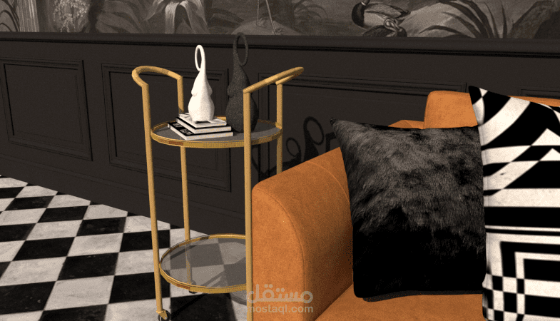 تجسيد ثلاثي الابعاد لقطعة اثاث قائمة بكل تفاصيلها