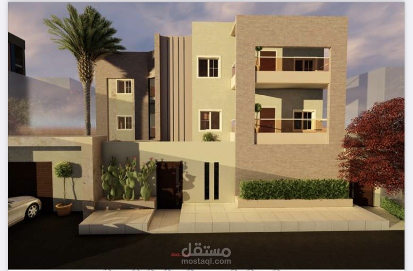 تصميم خارجي واجهات مباني ورسومات تنفيذية