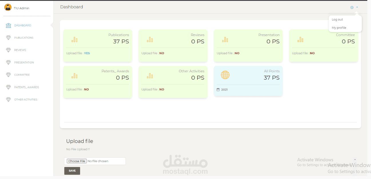 نظام تقييم جامعي  LARAVEL _8.x لجامعة  دولية  .