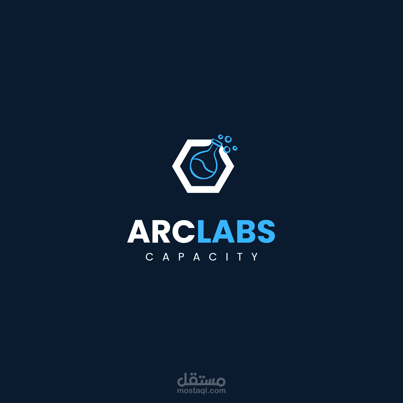تصميم هوية بصرية لمختبرات ARC LABS – دمج الحداثة بالعلوم (Modern Tech & Science Logo Design)