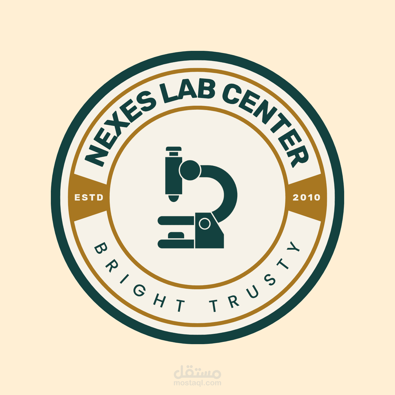 تصميم شعار NEXES LAB CENTER – عراقة المختبرات بلمسة كلاسيكية (Vintage Medical Badge Design)
