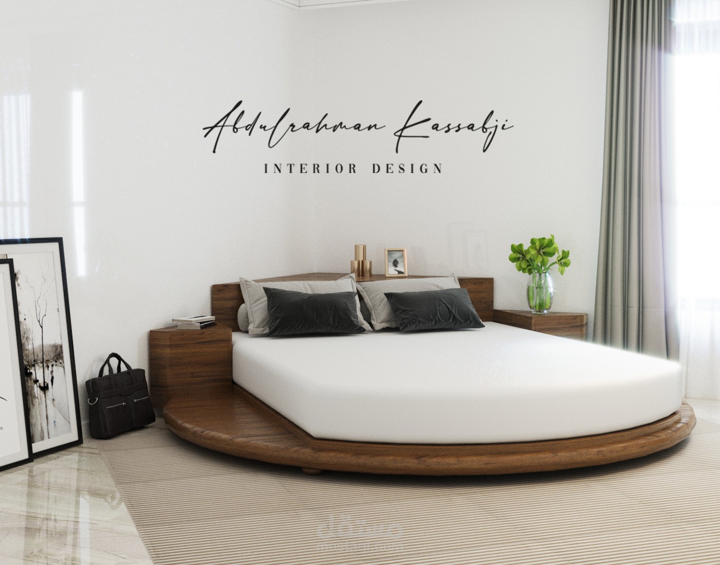تصميم ورسم ثلاثي الأبعاد لغرفة نوم